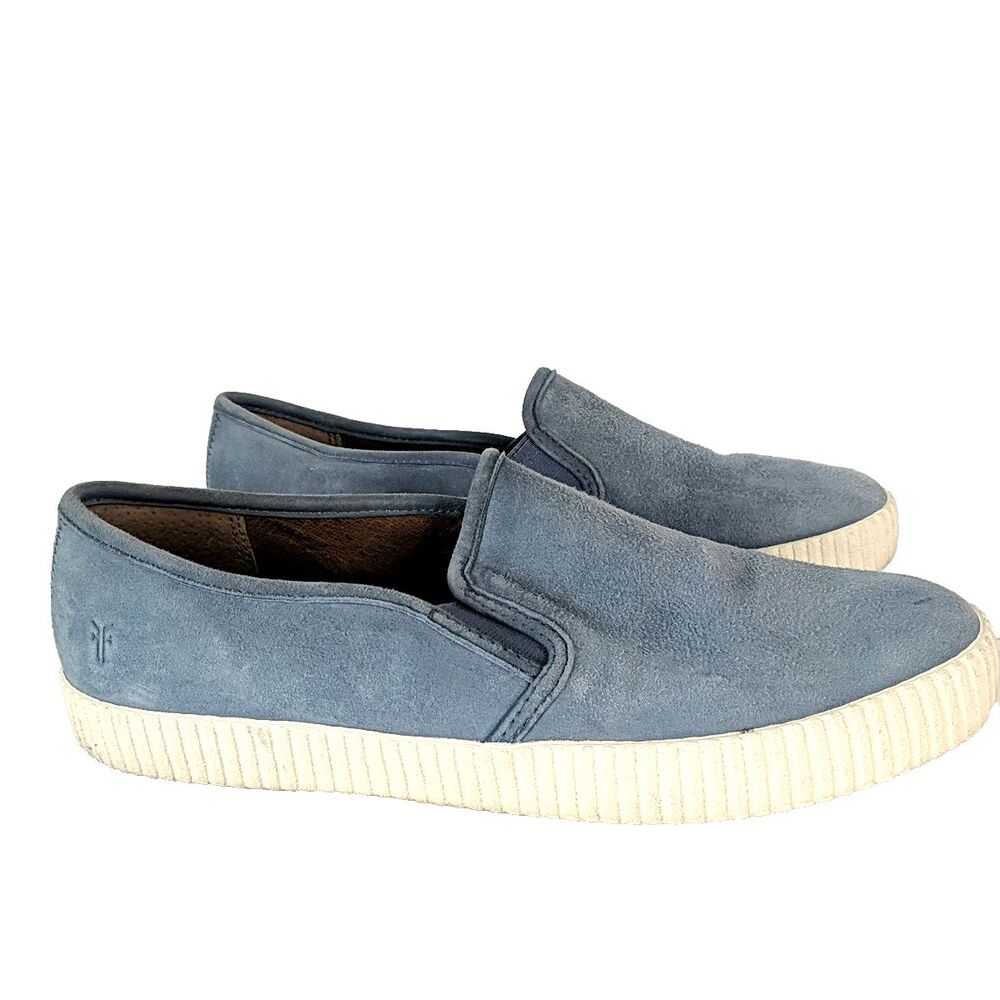 Frye Camile Suede Leather Slip On Casual Blue Loafer Sneaker Women Size 9.5